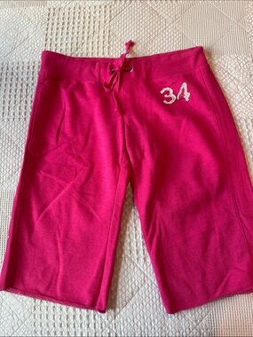 American Eagle Outfitters Hot Pink Capri Sweat Shorts with "34" Patch